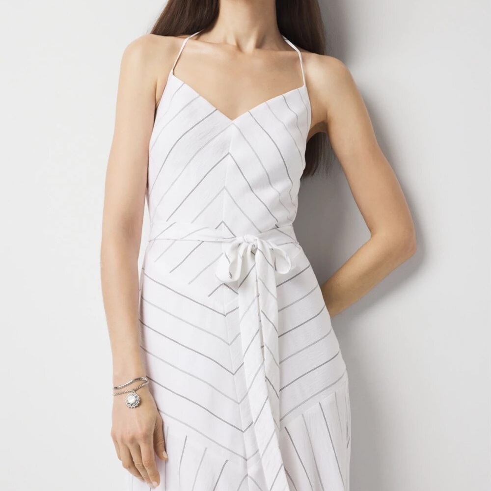NWT WHBM halter silk and Chiffon white flowy dress